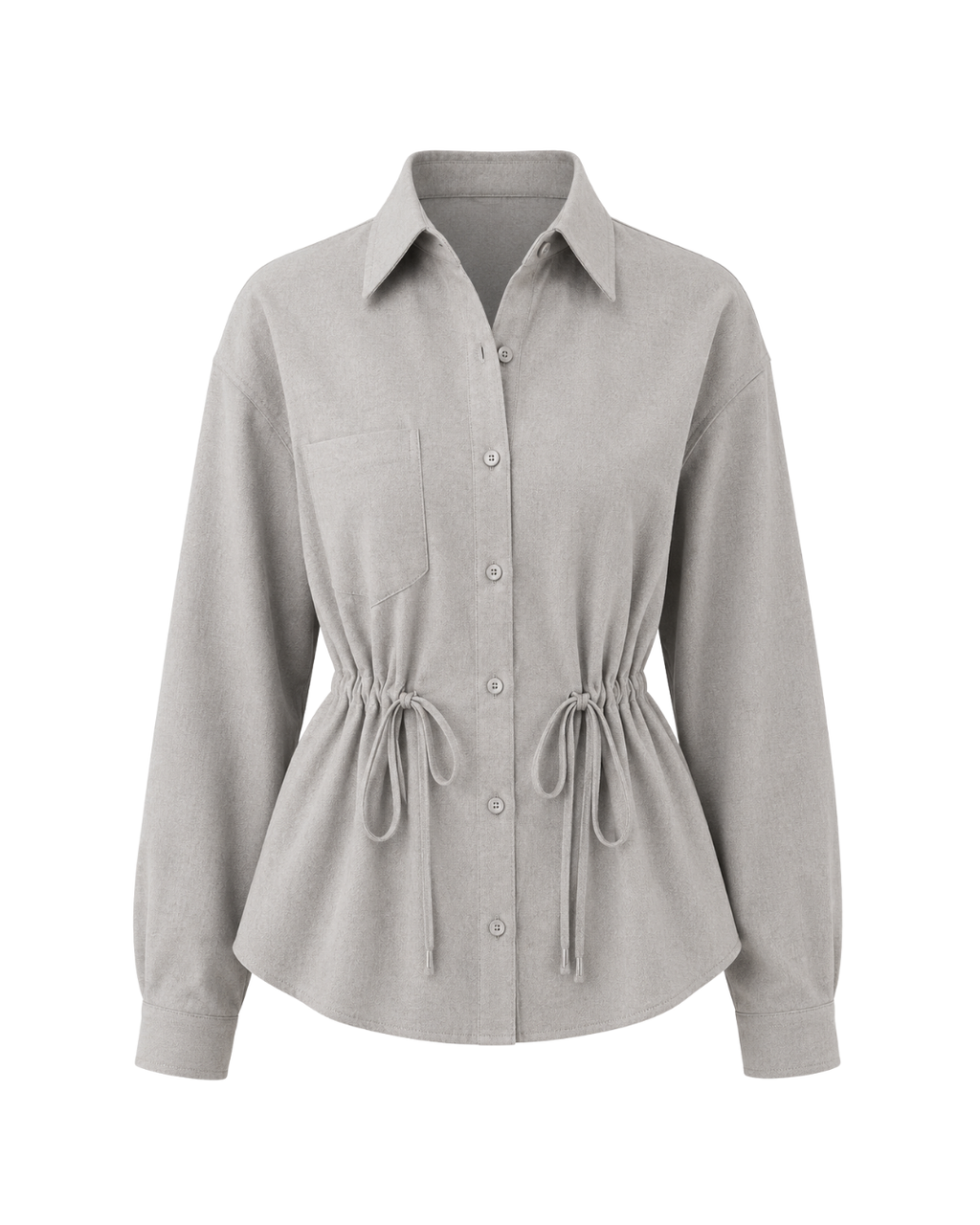 Women's Long Sleeve Button Shirt – Elegant Bow Waist Blouse