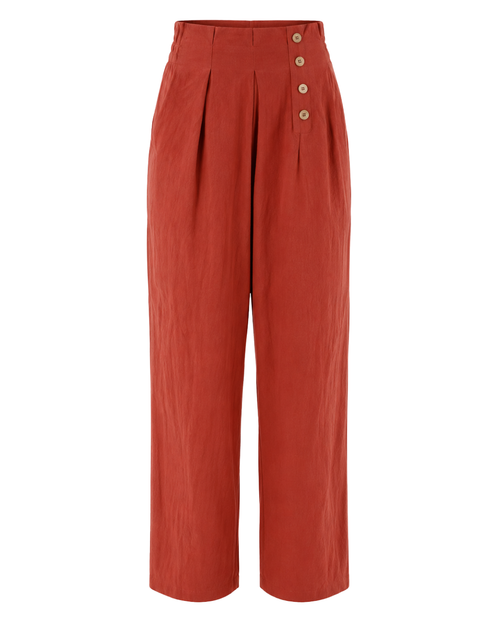 Women's Cotton Linen Trousers – High Waist Straight Leg Pants