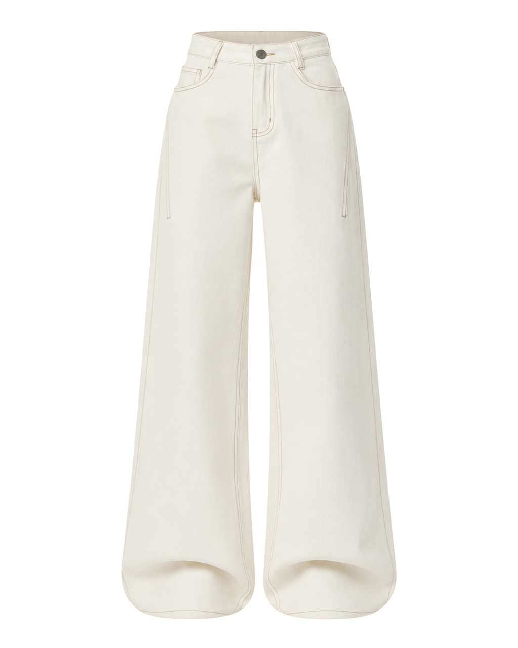 Women's Back Pocket High Waist Curved Leg Jeans Wide Leg Loose Slimming Straight Floor Length Pants