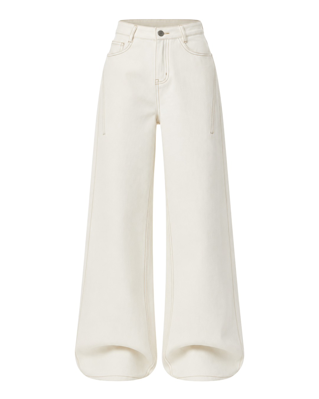 Women's Back Pocket High Waist Curved Leg Jeans Wide Leg Loose Slimming Straight Floor Length Pants