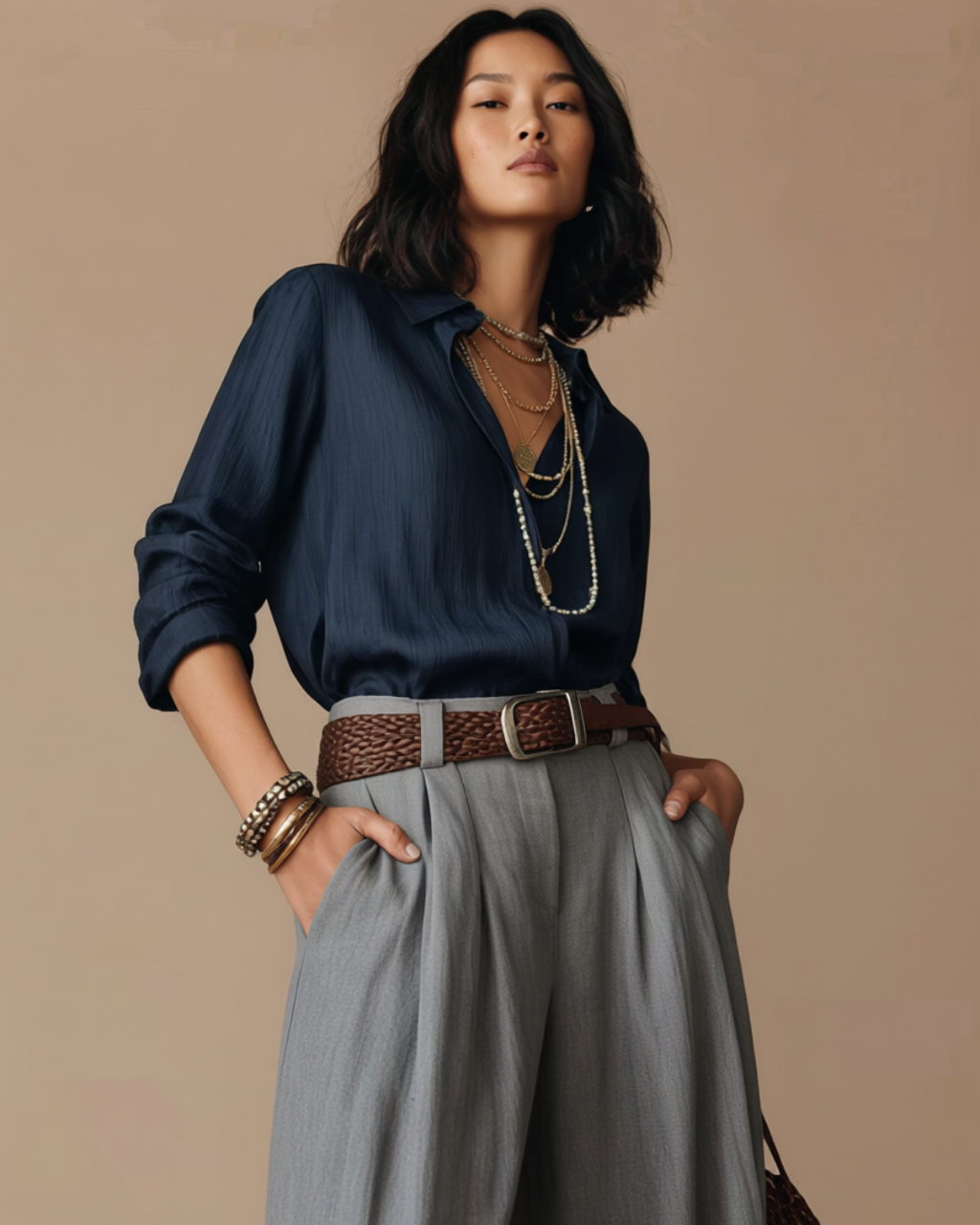 Women's High-Waisted Wide Leg Pants – Elegant Pleated Trousers