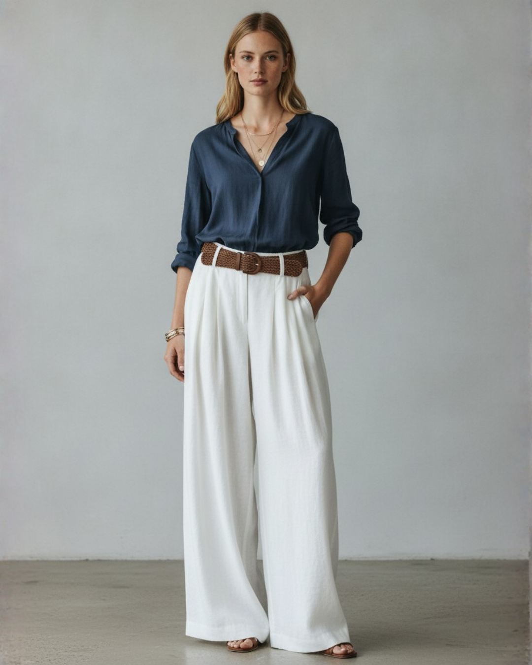 Women's High-Waisted Wide Leg Pants – Elegant Pleated Trousers