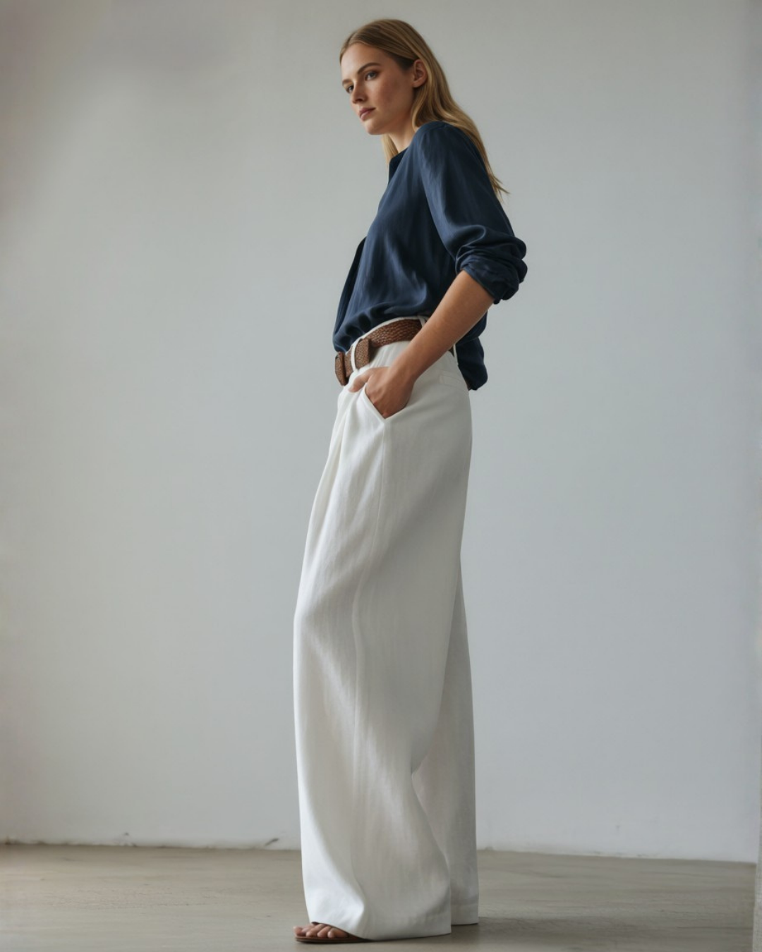 Women's High-Waisted Wide Leg Pants – Elegant Pleated Trousers