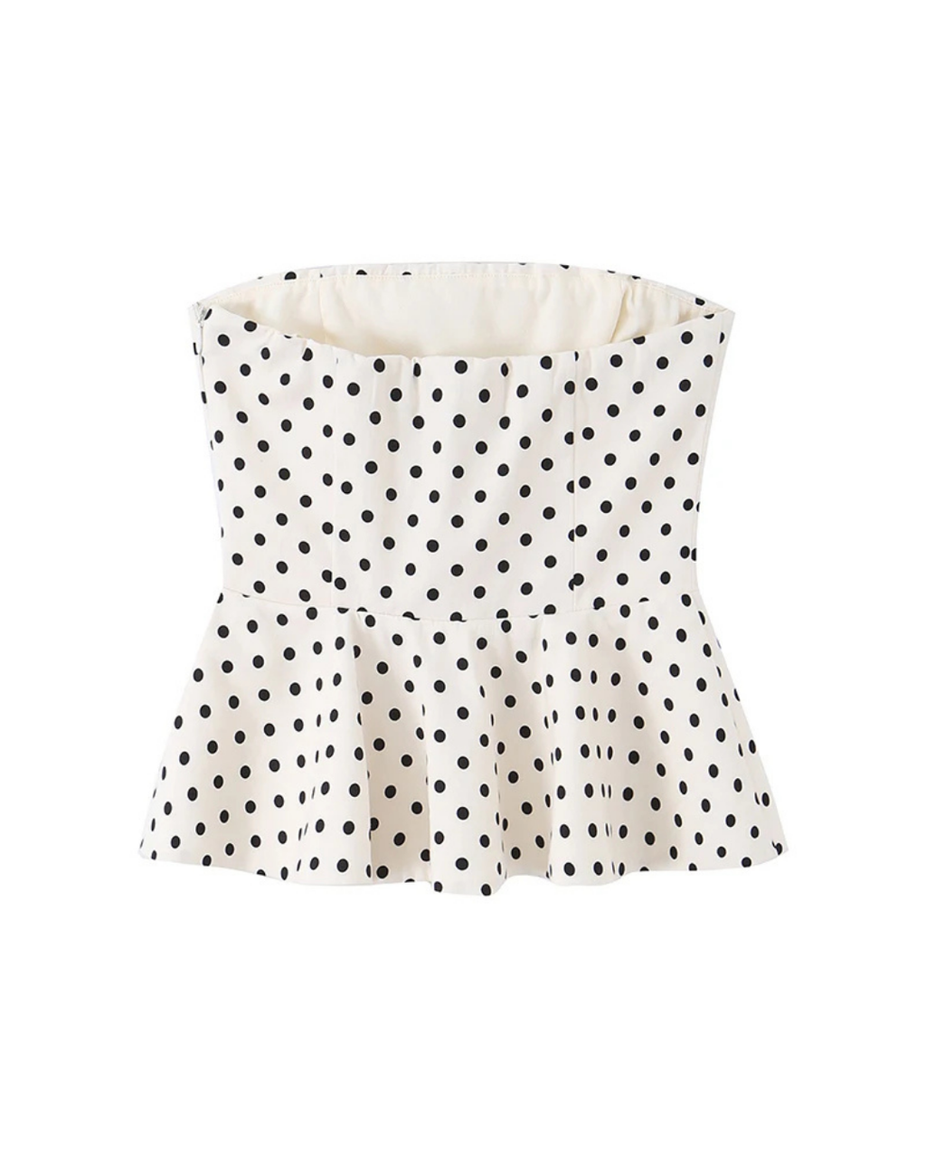 Women's Polka Dot Strapless Peplum Top – Elegant Summer Tube Top