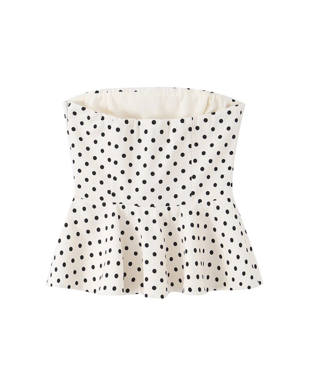 Women's Polka Dot Strapless Peplum Top – Elegant Summer Tube Top