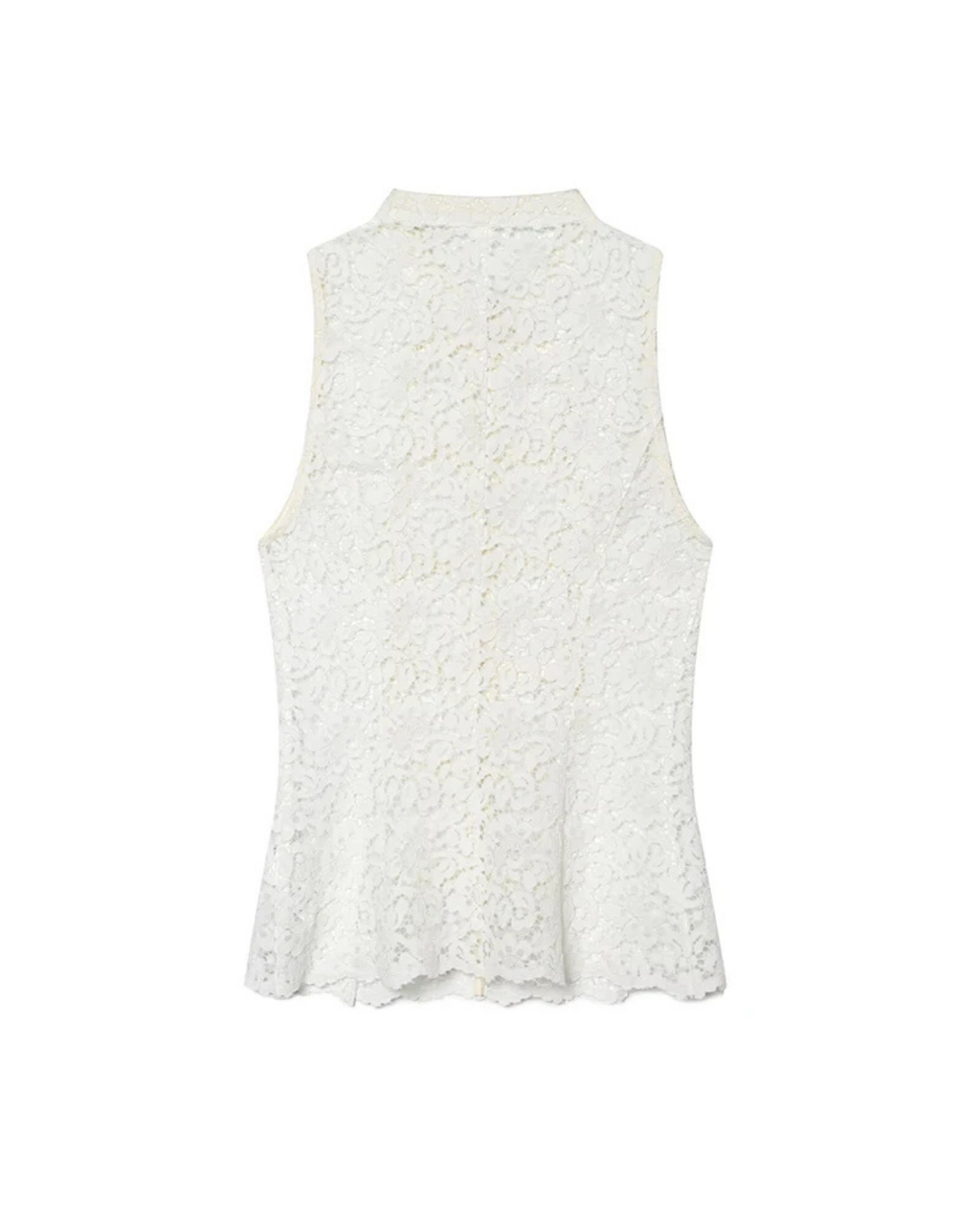 Women's Floral Lace Vest – Elegant Sleeveless Button Front Top