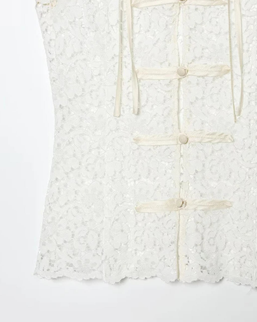 Women's Floral Lace Vest – Elegant Sleeveless Button Front Top