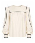 Women's Cotton Contrast Stitch Shirt – Elegant Long Sleeve Blouse